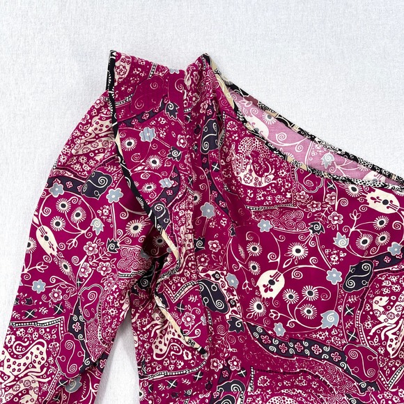 ISABEL MARANT ETOILE Carina Top Womens 40 Pink Printed One Shoulder Blouse - Picture 6 of 16